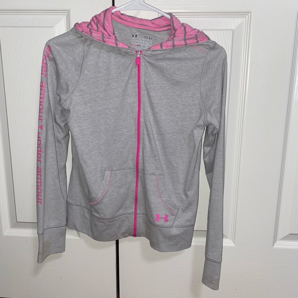 EUC Under Armour Hooded Zip Up Jacket for Girls